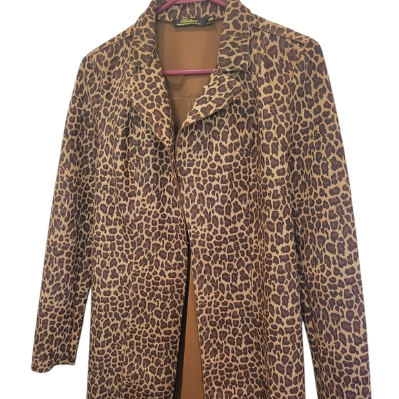 Bellini Fashion Faux Suede Leopard Print Long Jacket XS - Picture 1 of 8